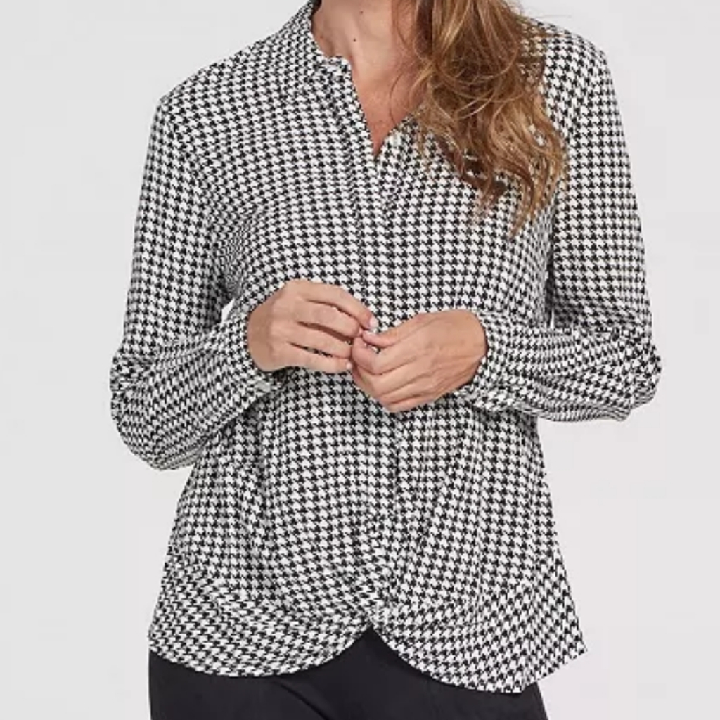 Tribal Twist Front Houndstooth Shirt